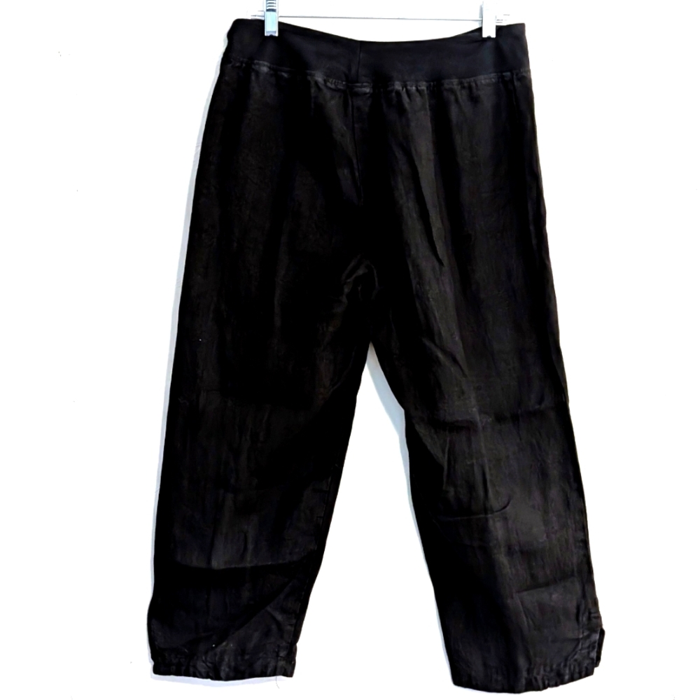 Cut Loose Wide Leg Linen Pants – Black – Size L